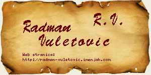 Radman Vuletović vizit kartica